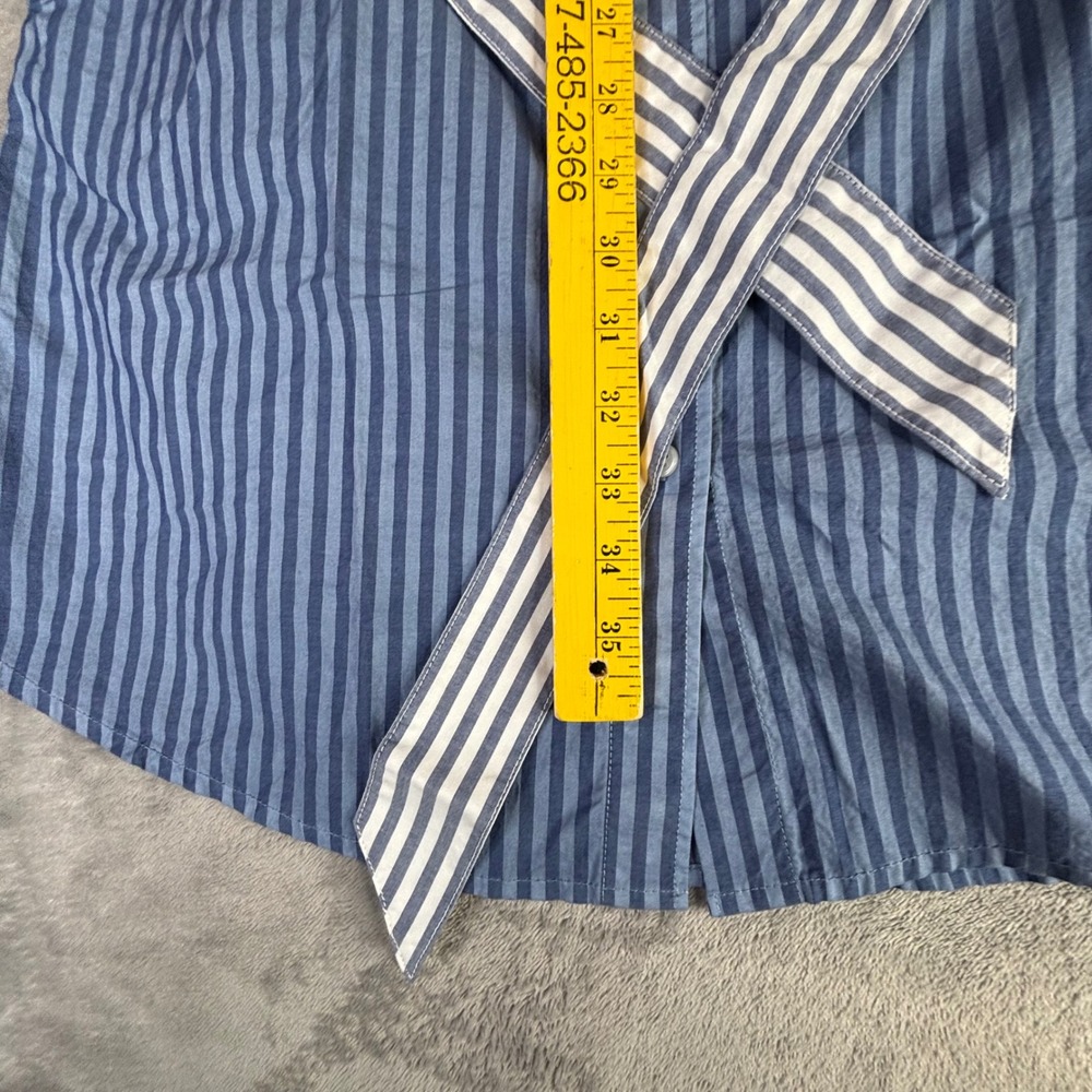 Lands' End Shirt Dress Women S 6-8 Blue White Striped Ombre Belted Cotton 521752 - Picture 8 of 9